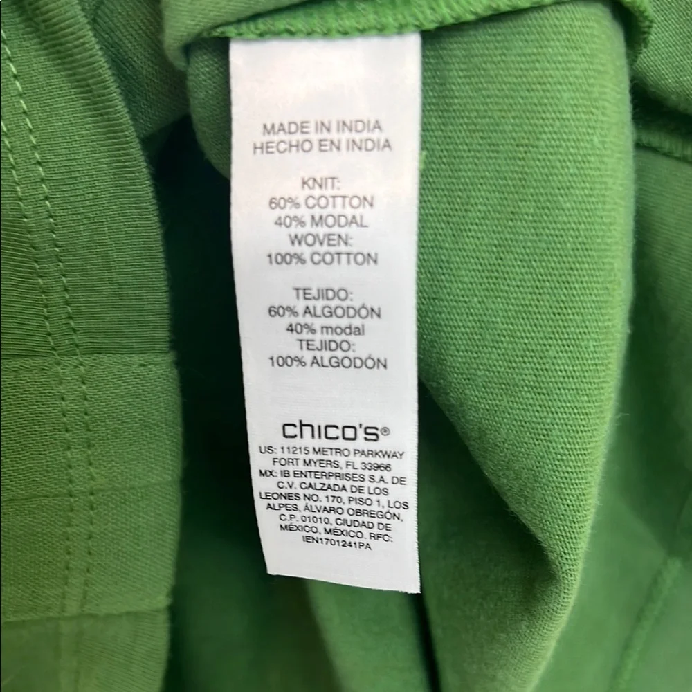 Chico's Green Boxy Short Fluttery Sleeve Shirt - Picture 3 of 5